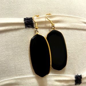 Black Onyx Gold drop statement earrings